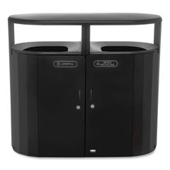 RESIST Dual Stream Waste and Recycling Container, 46 gal, Metal, Black